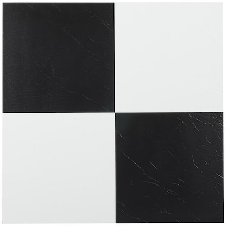 Achim STT1M10320 12 X 12 In. Sterling Black & White Self Adhesive Vinyl Floor Tile; 20 Sq. Ft. - 20 Tiles Per Box